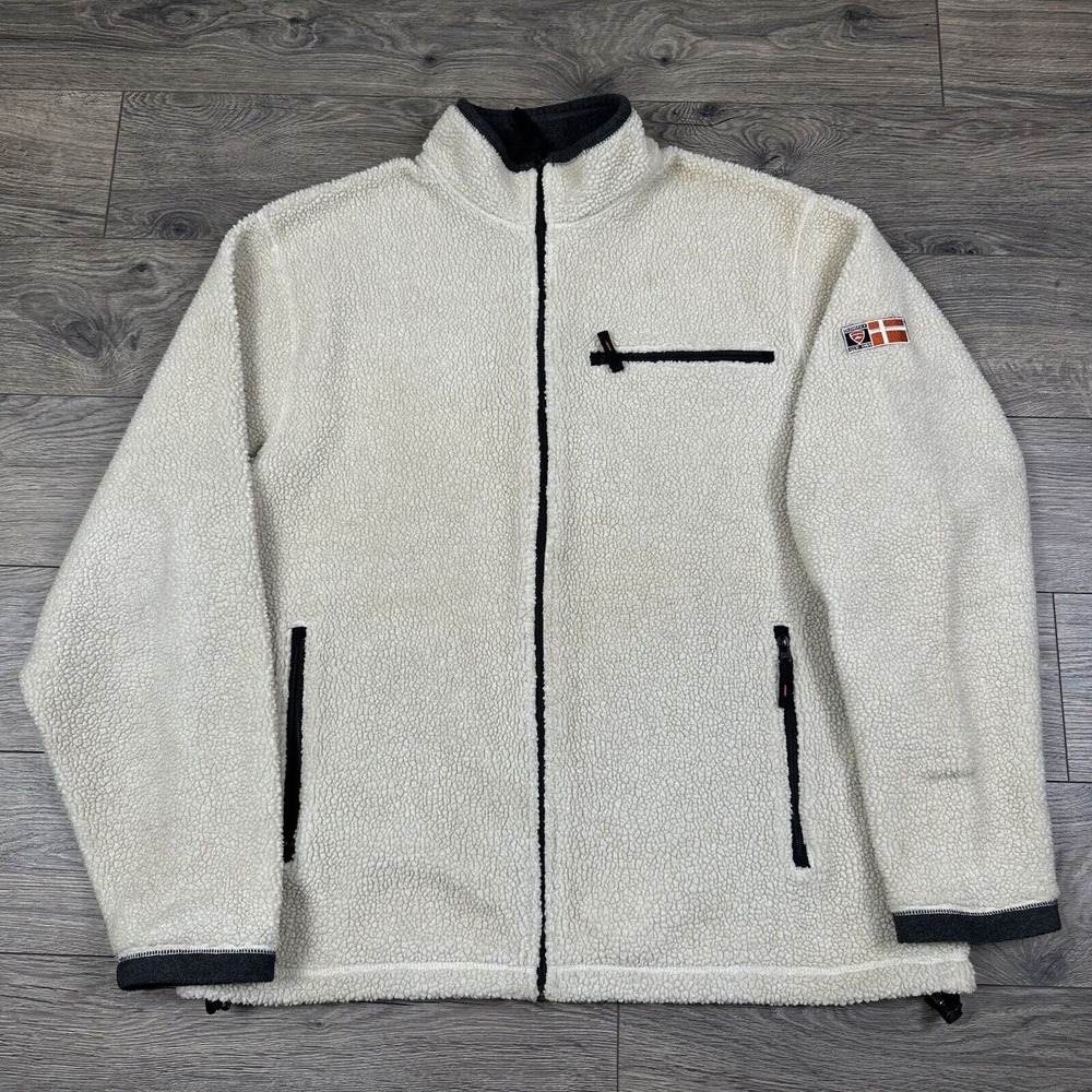Vintage Old Navy Jacket Adult‎ XL Beige Oatmeal Deep Pile Fleece Full Zip